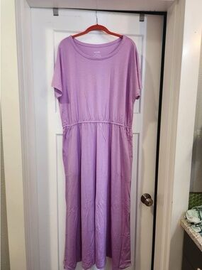Soft orchid Short-Sleeve Maxi Dress (Marin) by wool&